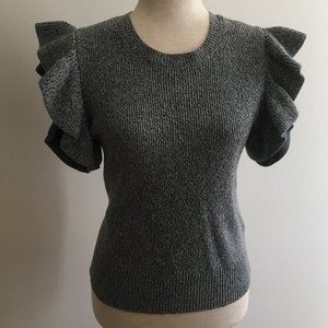 Club Monaco Ruffle Sleeve Wool Mix Top